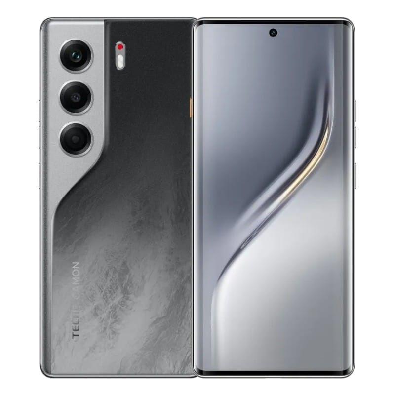 Infinix Note 40 Pro en color gris, mostrando su diseño elegante con cámara triple