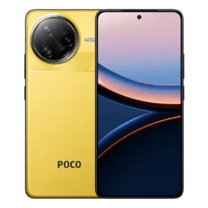 POCO F7 Ultra en color Amarillo vista frontal y trasera